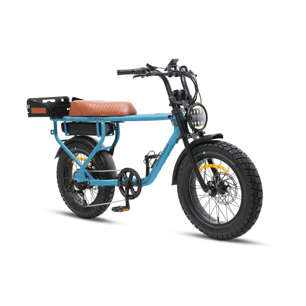 20-inch wide fat tyre electric cruiser bike, sturdy steel frame, comfy saddle & large rear cargo rack